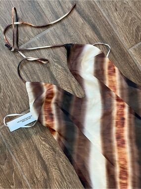 Princess Polly Brown & Cream Tie-Dye Strappy Mini Dress